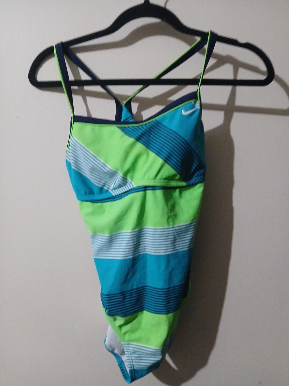 Nike Green & Teal Striped One-Piece Swimsuit